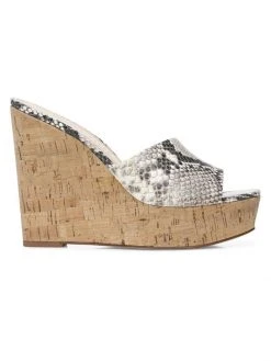 Veronica Beard Dali Snake-Embossed Wedge Sandals
