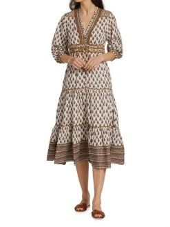 Veronica Beard Alessandra Printed V-Neck Dress -Veronica Beard shop unnamed file 2809