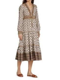 Veronica Beard Alessandra Printed V-Neck Dress -Veronica Beard shop unnamed file 2810