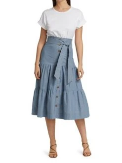 Veronica Beard Emmitt Mixed-Media Midi Dress -Veronica Beard shop unnamed file 2823