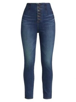 Veronica Beard Stratton High-Rise Button-Fly Skinny Jeans