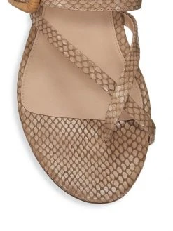 Veronica Beard Salva Raffia Buckle Snakeskin-Embossed Leather Flat Sandals -Veronica Beard shop unnamed file 2870
