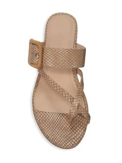 Veronica Beard Salva Raffia Buckle Snakeskin-Embossed Leather Flat Sandals -Veronica Beard shop unnamed file 2871