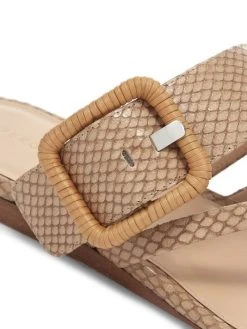 Veronica Beard Salva Raffia Buckle Snakeskin-Embossed Leather Flat Sandals -Veronica Beard shop unnamed file 2872