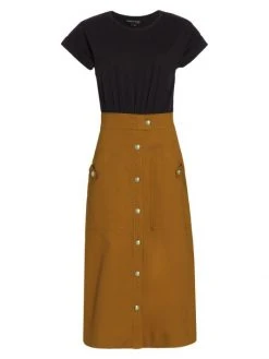 Veronica Beard Larsen Two-Tone Midi-Dress