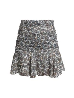 Veronica Beard Taras Ruched Silk Skirt