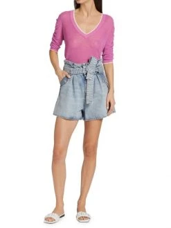 Veronica Beard Nori Denim Paperbag Shorts -Veronica Beard shop unnamed file 387