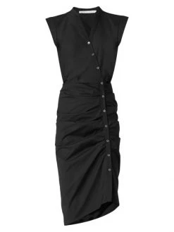 Veronica Beard Bell Button Down Ruched Shirtdress