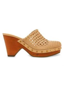 Veronica Beard Hardie Woven Leather Clogs Hazelwood