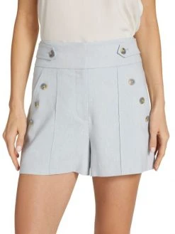 Veronica Beard Pine Linen-Blend Shorts -Veronica Beard shop unnamed file 520