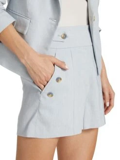 Veronica Beard Pine Linen-Blend Shorts -Veronica Beard shop unnamed file 523