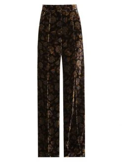 Veronica Beard Edia Floral-Print Velvet Pants