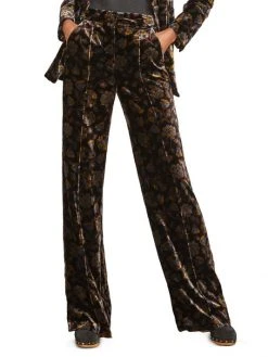 Veronica Beard Edia Floral-Print Velvet Pants -Veronica Beard shop unnamed file 527