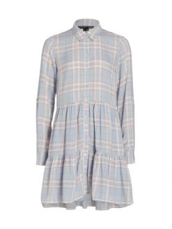 Veronica Beard Jemila Plaid Tiered Shirtdress