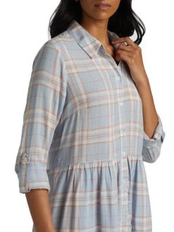 Veronica Beard Jemila Plaid Tiered Shirtdress -Veronica Beard shop unnamed file 555