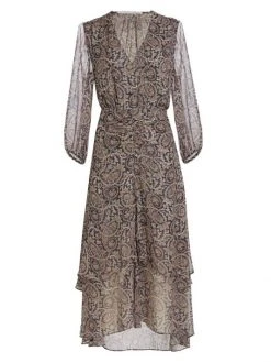 Veronica Beard Quinlan Paisley Silk Midi-Dress