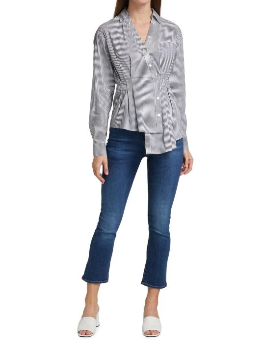 Veronica Beard Rosamund Asymmetric Pinstripe Cotton-Blend Shirt 4 Veronica Beard Rosamund Asymmetric Pinstripe Cotton-Blend Shirt - Image 2