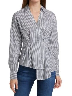 Veronica Beard Rosamund Asymmetric Pinstripe Cotton-Blend Shirt 11 Veronica Beard Rosamund Asymmetric Pinstripe Cotton-Blend Shirt -Veronica Beard shop unnamed file 669