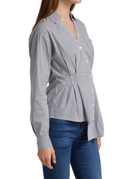 Veronica Beard Rosamund Asymmetric Pinstripe Cotton-Blend Shirt 6 Veronica Beard Rosamund Asymmetric Pinstripe Cotton-Blend Shirt - Image 4