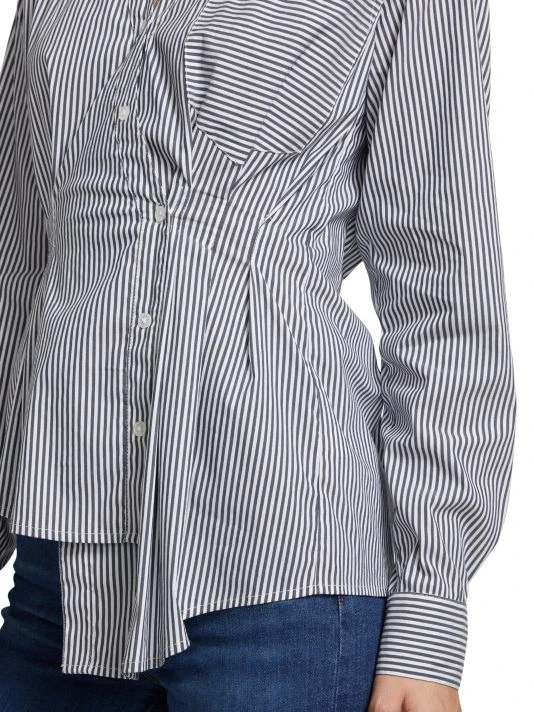 Veronica Beard Rosamund Asymmetric Pinstripe Cotton-Blend Shirt 8 Veronica Beard Rosamund Asymmetric Pinstripe Cotton-Blend Shirt - Image 6
