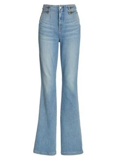 Veronica Beard Beverly Button Tab Flare Jeans