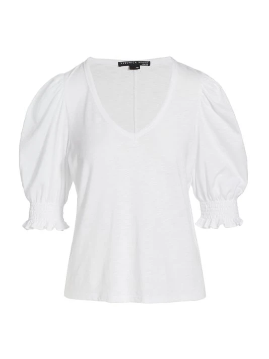 Veronica Beard Jacie Smocked Cotton Tee 3 Veronica Beard Jacie Smocked Cotton Tee