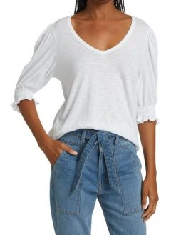 Veronica Beard Jacie Smocked Cotton Tee 11 Veronica Beard Jacie Smocked Cotton Tee -Veronica Beard shop unnamed file 690