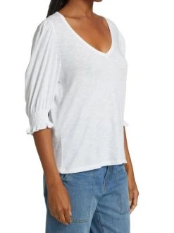 Veronica Beard Jacie Smocked Cotton Tee 12 Veronica Beard Jacie Smocked Cotton Tee -Veronica Beard shop unnamed file 691
