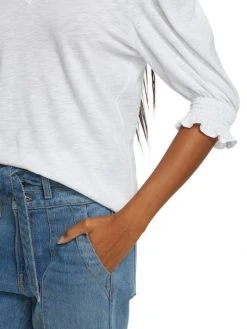 Veronica Beard Jacie Smocked Cotton Tee 14 Veronica Beard Jacie Smocked Cotton Tee -Veronica Beard shop unnamed file 693