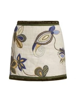 Veronica Beard Inga Embroidered Miniskirt