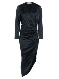 Veronica Beard Cameri Ruched Satin Midi Dress