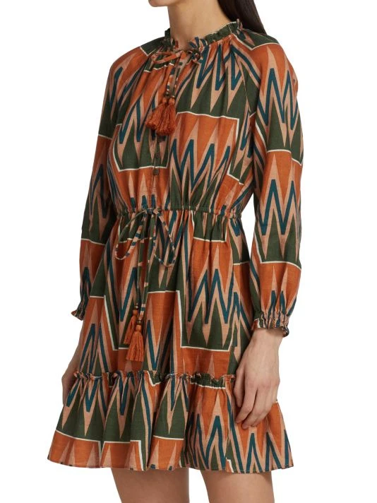 Veronica Beard Danica Printed Linen & Cotton Dress 6 Veronica Beard Danica Printed Linen & Cotton Dress - Image 4