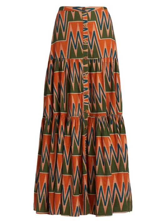 Veronica Beard Sundance Printed Linen & Cotton Maxi Skirt 3 Veronica Beard Sundance Printed Linen & Cotton Maxi Skirt