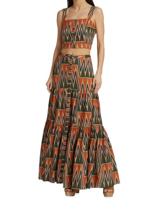 Veronica Beard Sundance Printed Linen & Cotton Maxi Skirt 4 Veronica Beard Sundance Printed Linen & Cotton Maxi Skirt - Image 2