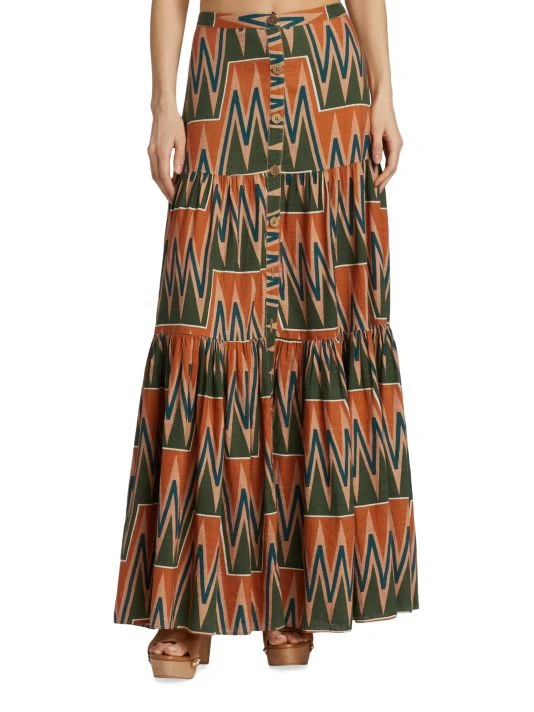 Veronica Beard Sundance Printed Linen & Cotton Maxi Skirt 5 Veronica Beard Sundance Printed Linen & Cotton Maxi Skirt - Image 3