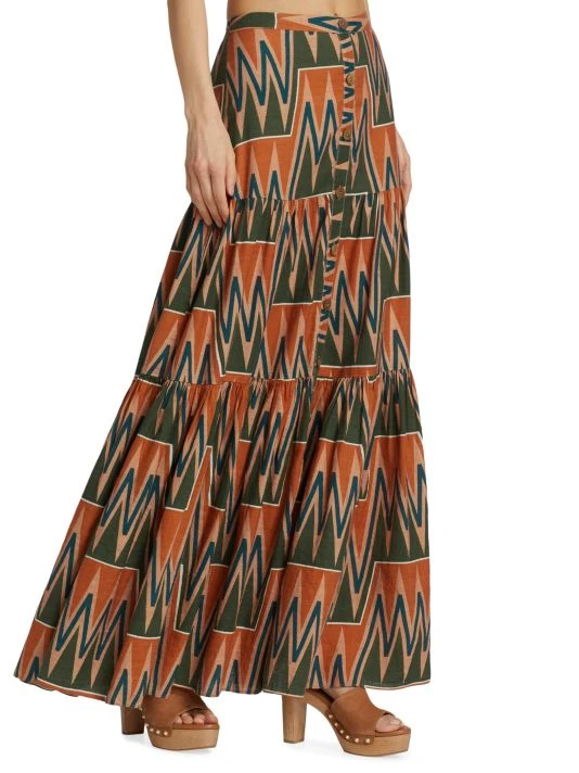 Veronica Beard Sundance Printed Linen & Cotton Maxi Skirt 6 Veronica Beard Sundance Printed Linen & Cotton Maxi Skirt - Image 4
