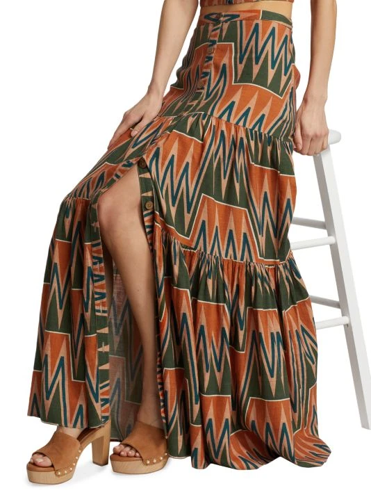 Veronica Beard Sundance Printed Linen & Cotton Maxi Skirt 8 Veronica Beard Sundance Printed Linen & Cotton Maxi Skirt - Image 6