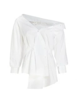 Veronica Beard Tomasi Asymmetric Poplin Shirt