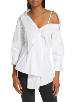 Veronica Beard Tomasi Asymmetric Poplin Shirt -Veronica Beard shop unnamed file 849