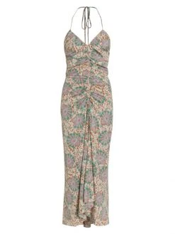 Veronica Beard Aldana Ruched Paisley Midi-Dress