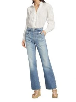 Veronica Beard Crosbie Double-Pocket High-Rise Wide-Leg Jeans -Veronica Beard shop unnamed file 893