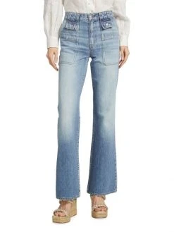 Veronica Beard Crosbie Double-Pocket High-Rise Wide-Leg Jeans -Veronica Beard shop unnamed file 894