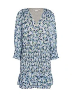 Veronica Beard Darrah Floral Smocked Dress